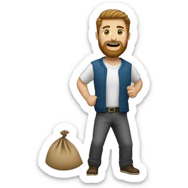 White man with brown beard throwing beanbags sticker