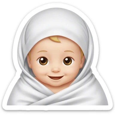 newborn baby smiling in white sheet sticker