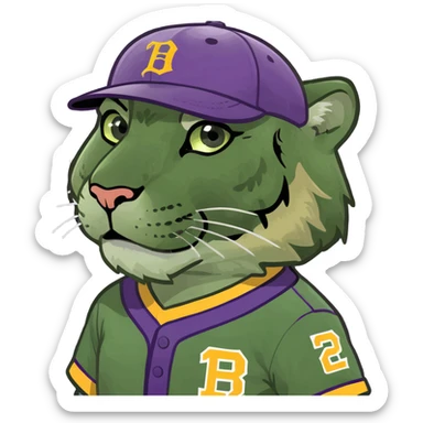Tiger wearing purple and gold baseball uniform no letters  sticker