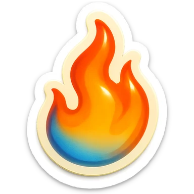 fire streak emoji, bold and smooth with blue to orange gradient, vibrant and playful, similar to reference image sticker