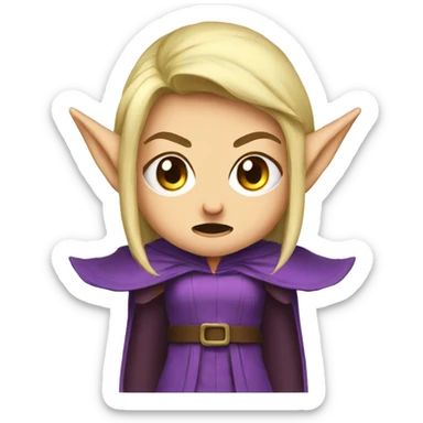enraged angry, Noble female Elf with Elf ears and blonde hair and purple robes sticker