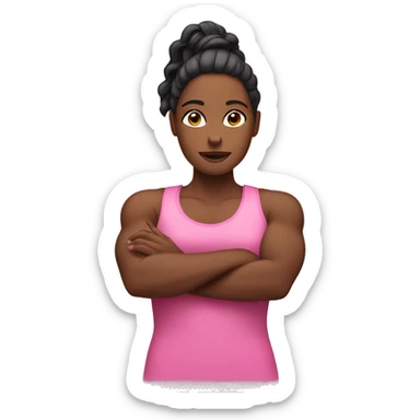 women in pink show biceps sticker