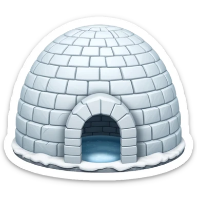 igloo with snow covered half of the top sticker