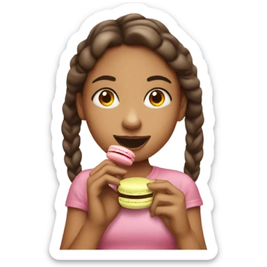 girl eating macaron sticker