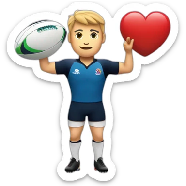Rugby player and a heart sign with hands sticker