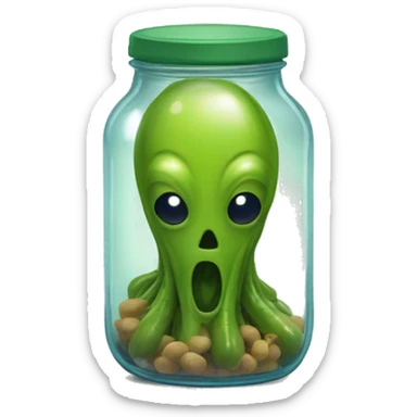 alien head in a pickle jar sticker