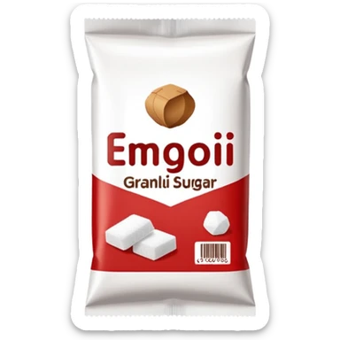 package of white granulated white sugar brand brown red sticker