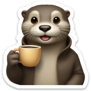 Otter holding a mug of coffee sticker