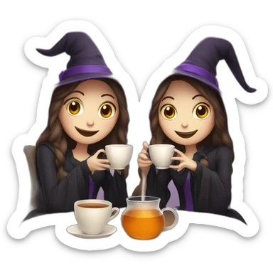 Two Witches drinking tea sticker