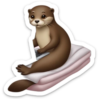 female vet otter in bed with a macbook sticker