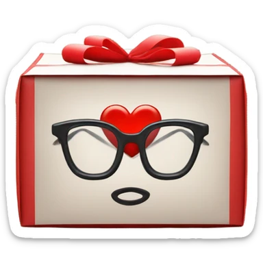 smart box with glasses above a big red heart sticker