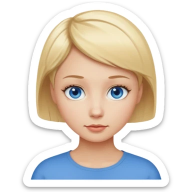 Mujer pelo rubio y muy corto ojos azules cara redonda sticker
