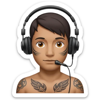 headphone and tattoes on face sticker