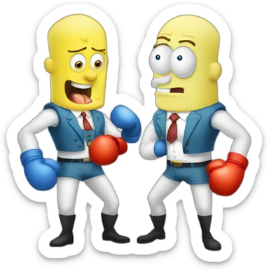 Vladimir Putin boxing spongebob squarepants sticker