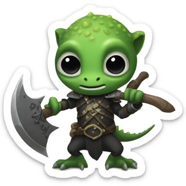 a gecko as an death knight with an twohanded axe sticker