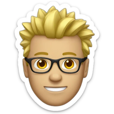 guy with glasses and blond mohawk sticker