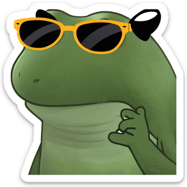 frog with sunglasses meme style sticker