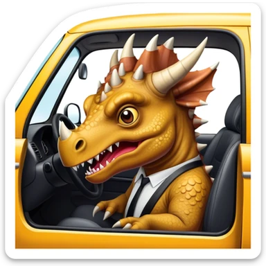 angry office triceratops in the back seat of the taxi sticker
