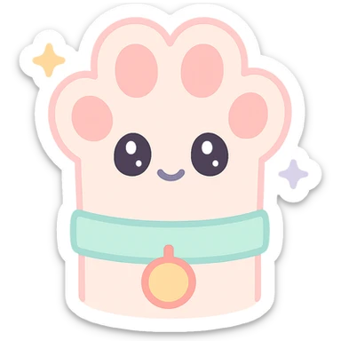 a cat paw with a collar, simple and cute sticker