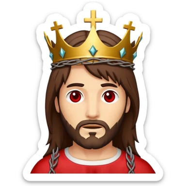 Christ on the cross with the crown of thorns and the blood on him sticker