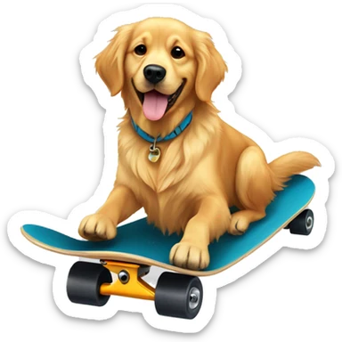 Golden retriever on a skateboard sticker
