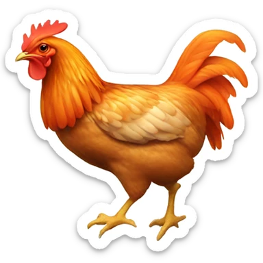 Chicken wearing bright orange hunting a deer sticker