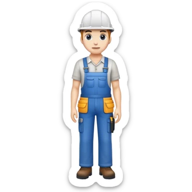 white skin Worker full height whole body sticker