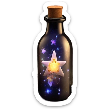 Black magic fairy light sparkling old Antique bottle with poison and with herbal and flowers sticker