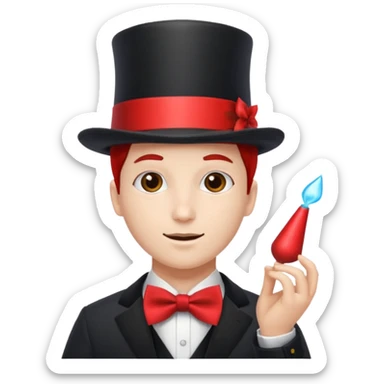 Chat avec un nœud rouge et un chapeau de magicien sticker