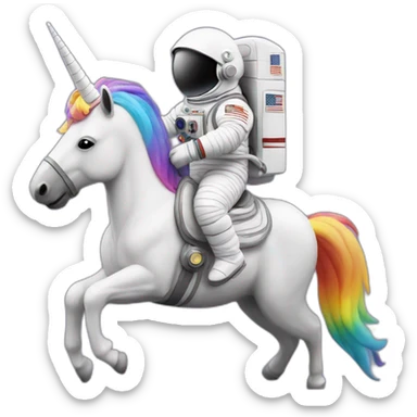 emoji of an astronaut riding a rainbow unicorn sticker