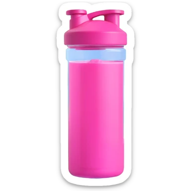 transparent gym shaker bottle filled with pink pre-workout liquid, clear plastic, visible pink liquid inside sticker