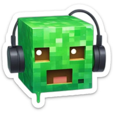 Minecraft Slime wearing a headset sticker
