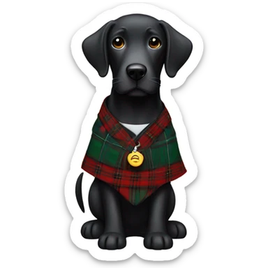 Black Labrador with tartan kilt sticker