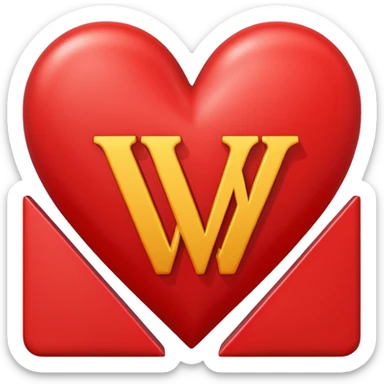 the letters M + V, in a heart  sticker