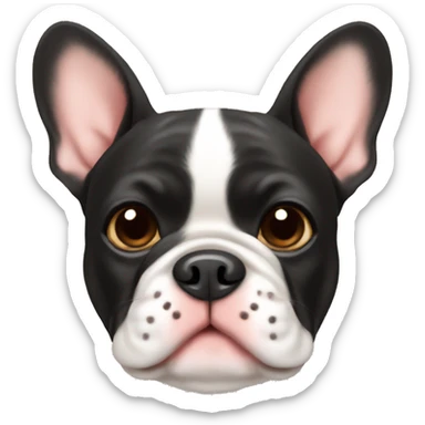 Black and brown-colored French bulldog with hearts around him sticker