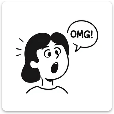 Shocked face with wide eyes saying "OMG!" sticker