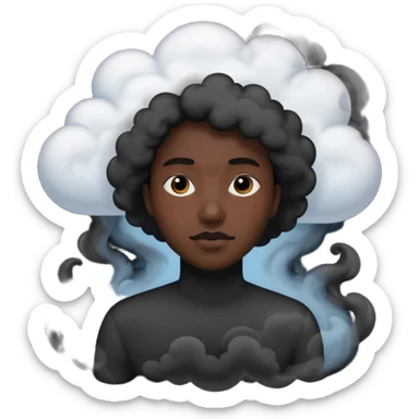 A black head covered in black smoke sticker