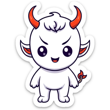 chibi anime-style demon with big eyes, small horns, and playful expression sticker