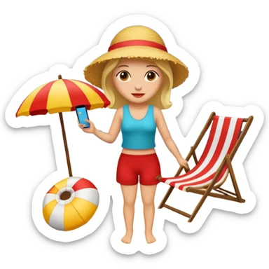 Lady on the beach sticker