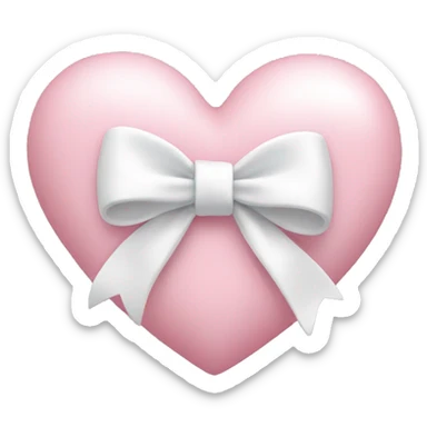 Pastel pink heart with white bow sticker