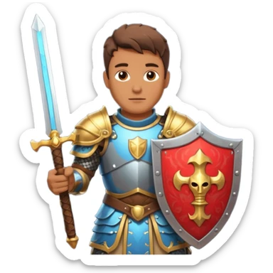FFXI Paladin, ornate armor, holding shield, glowing sword sticker