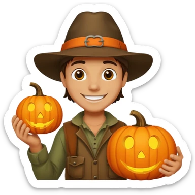 Hunter With Jack o Lantern sticker