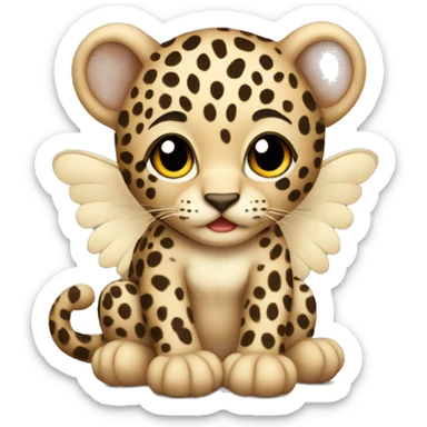 Sitting leopard baby with beige wings sticker