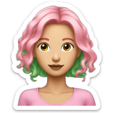 Femme au cheveux rose et vert comme c yeux sticker