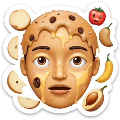 face with food all over it sticker