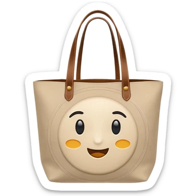 generate an ios genmoji of tote bag beige sticker