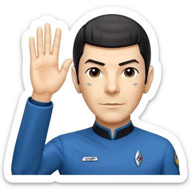 Spock making the Vulcan salute in Starfleet blue uniform (Star Trek) sticker