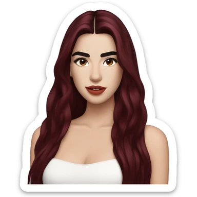 Dua Lipa with dark red long hair sticker