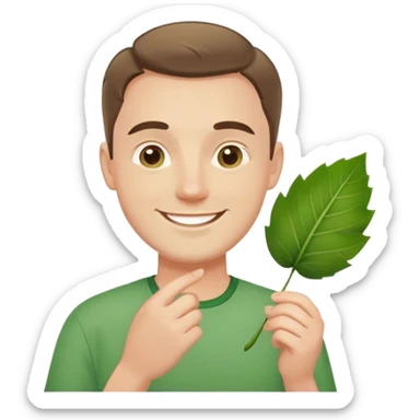 polish man in green shirt happy leaf sticker