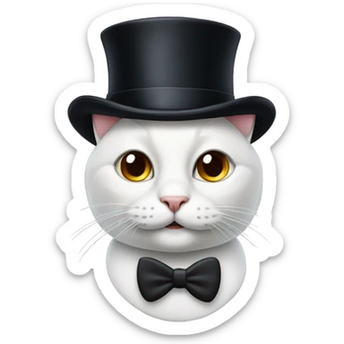 cat with distinguished mustache and top hat sticker